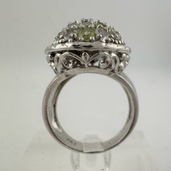 3 Carat Large and Beautiful Peridot Pave' Ring Size 7 - Picture 5 of 16